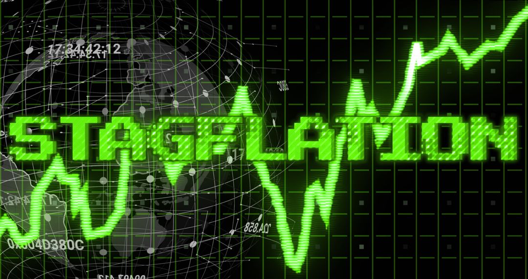Digital Concept of Stagflation with Chart and Globe Illustration
