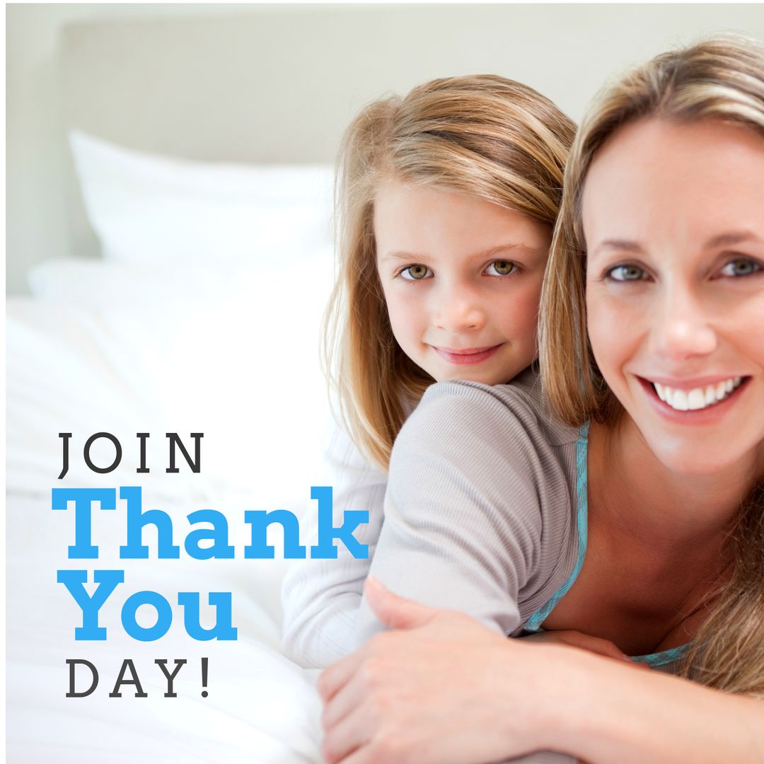 Smiling Mother and Daughter Celebrating Thank You Day