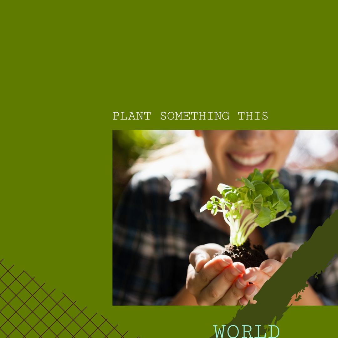 Caucasian Woman Holding Seedling Celebrating World Soil Day