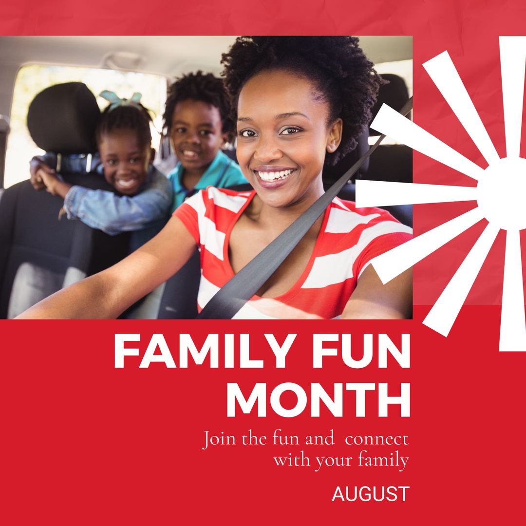 Smiling Family Enjoying Car Ride for Family Fun Month