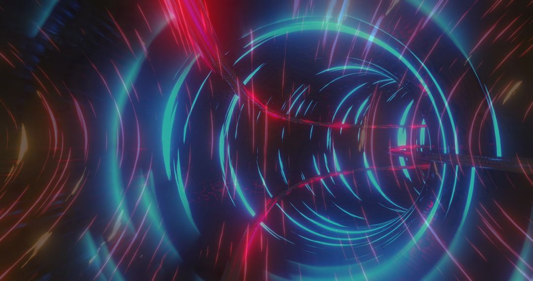 Futuristic Digital Tunnel with Neon Light Trails