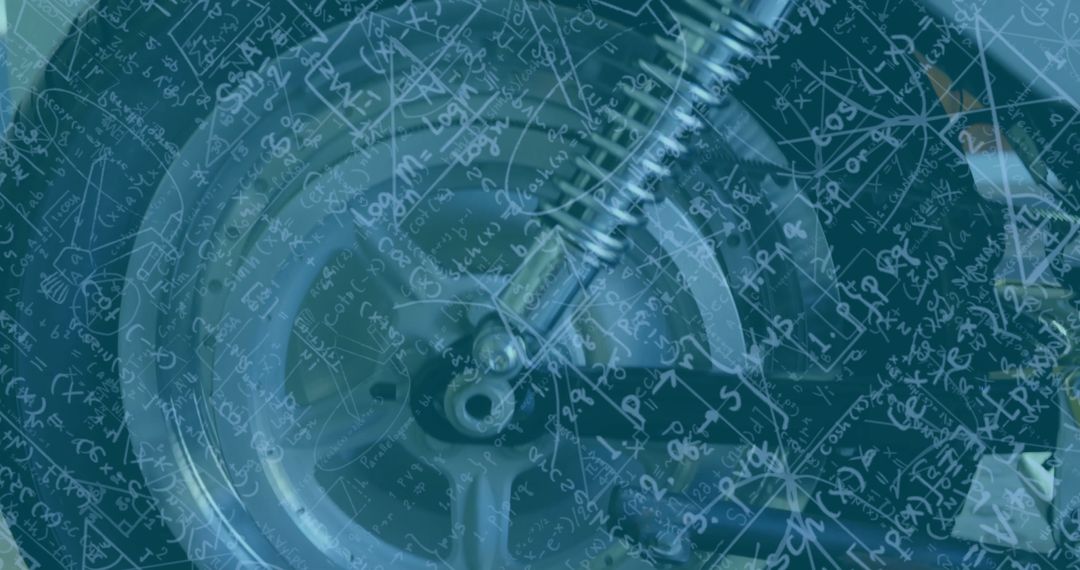 Mathematical Equations Overlay on Machine Wheel