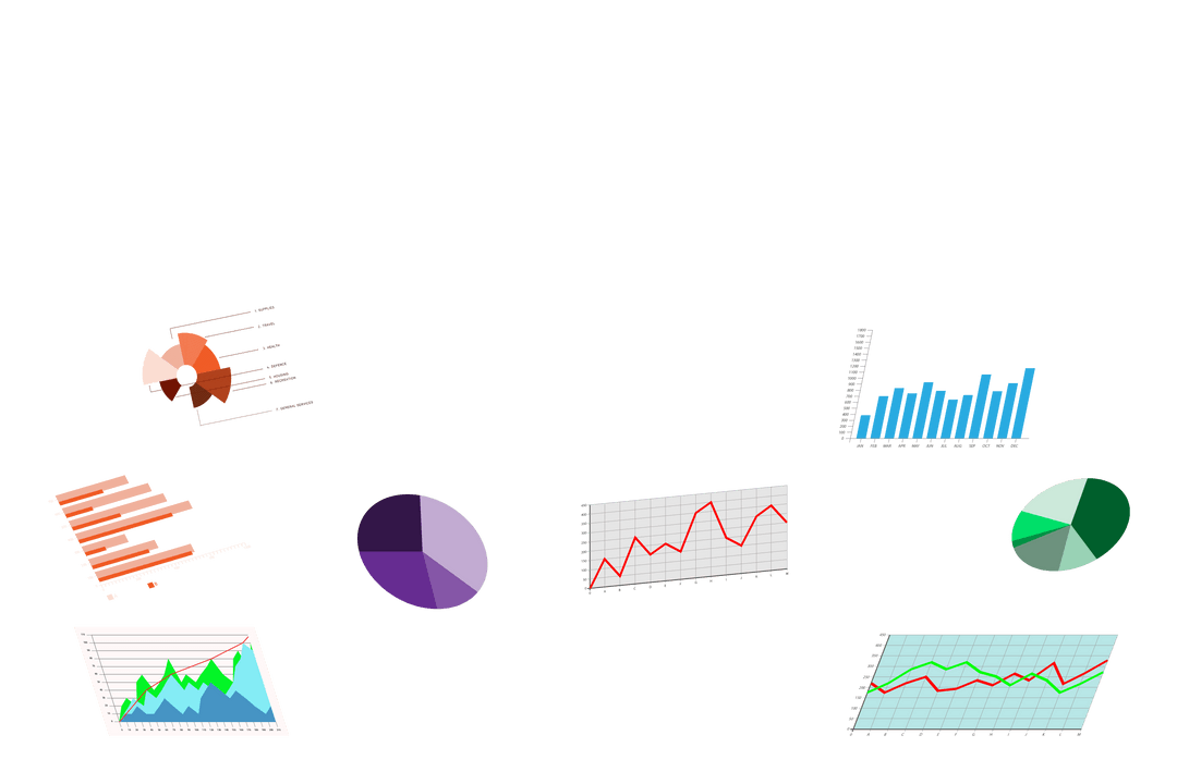 Transparent Colorful Charts for Economy and Business Analysis