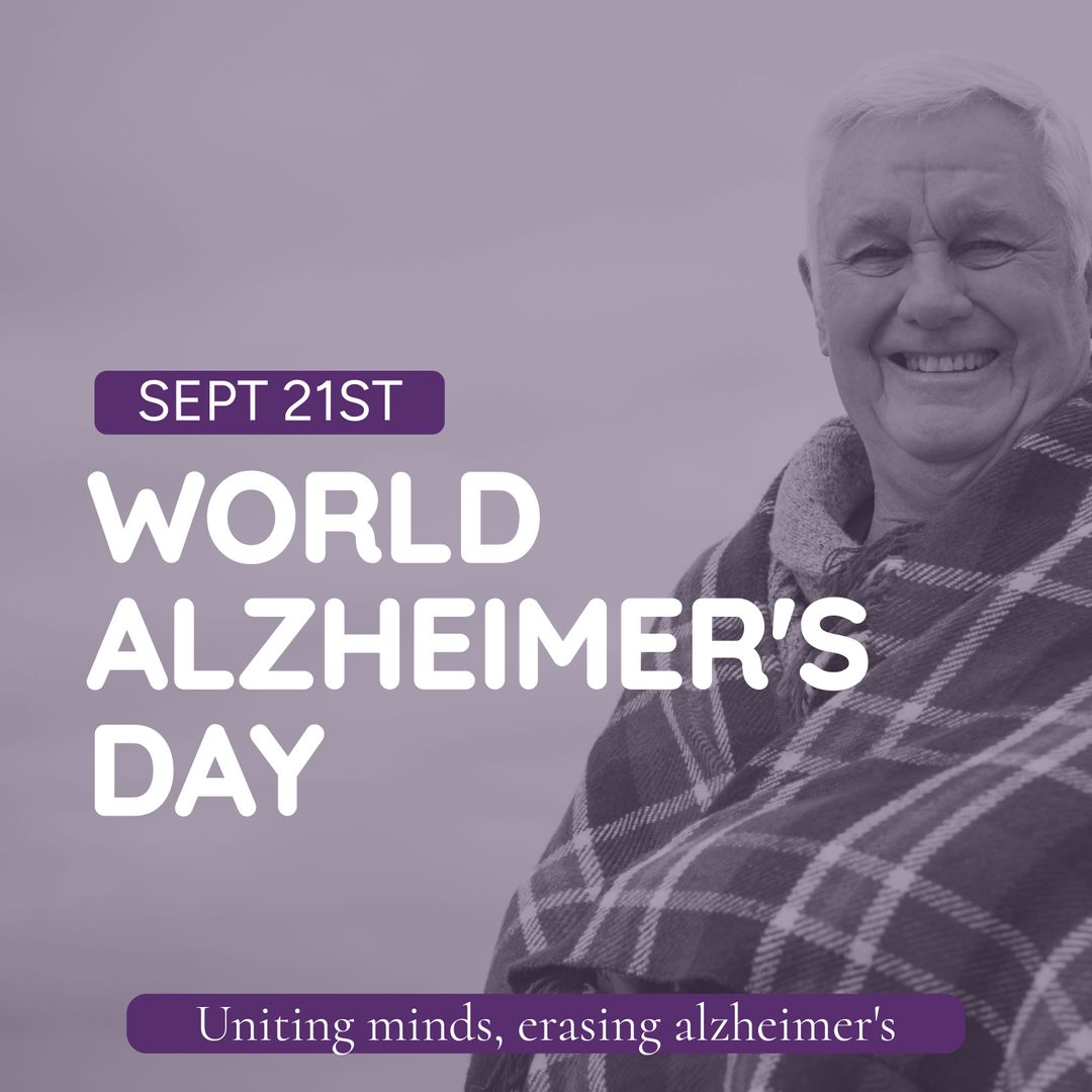 World Alzheimer's Day Poster Featuring Happy Senior Man by Seaside - Download Free Stock Templates Pikwizard.com