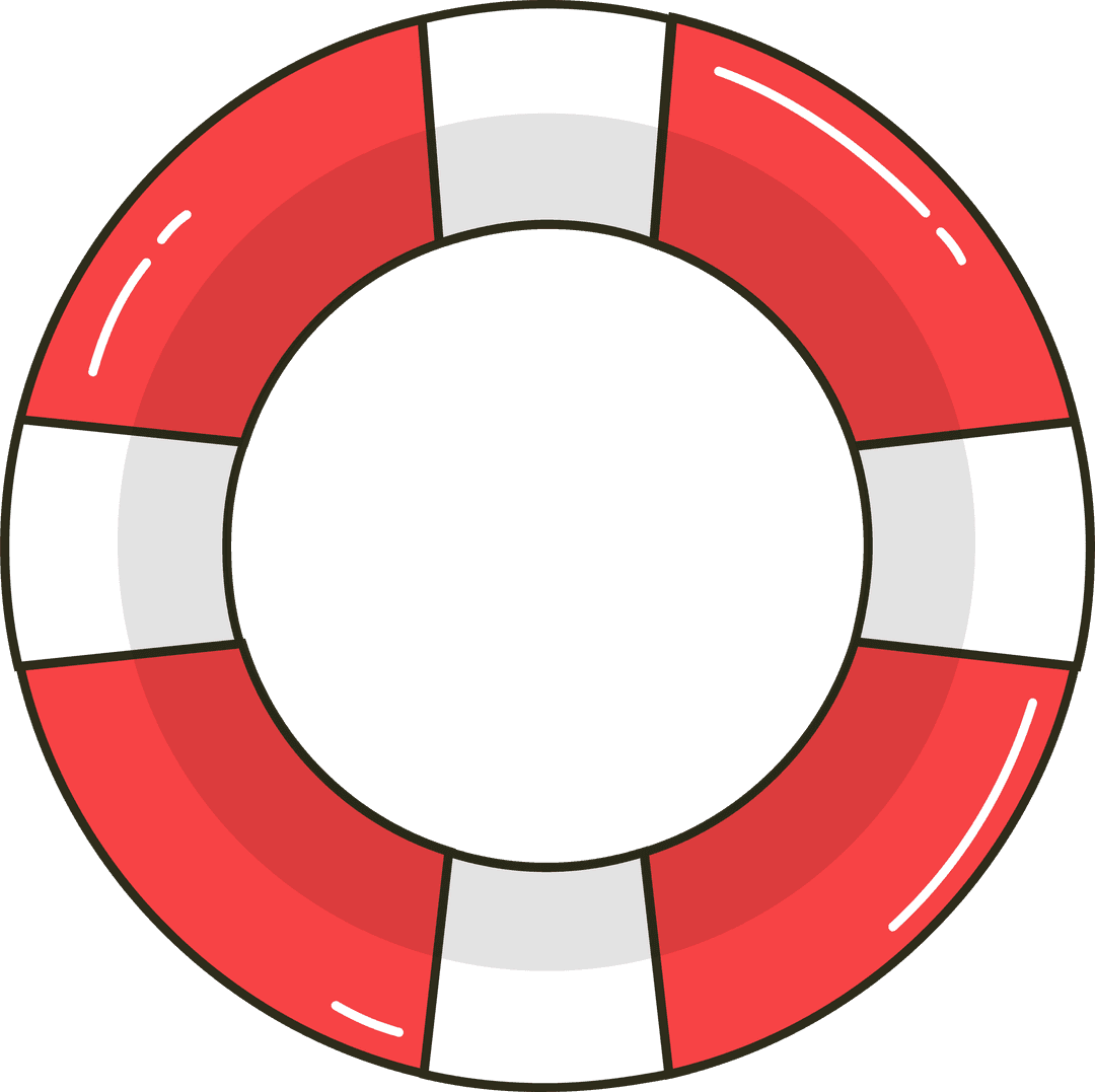 Iconic Red and White Lifebuoy Ring with Transparent Background