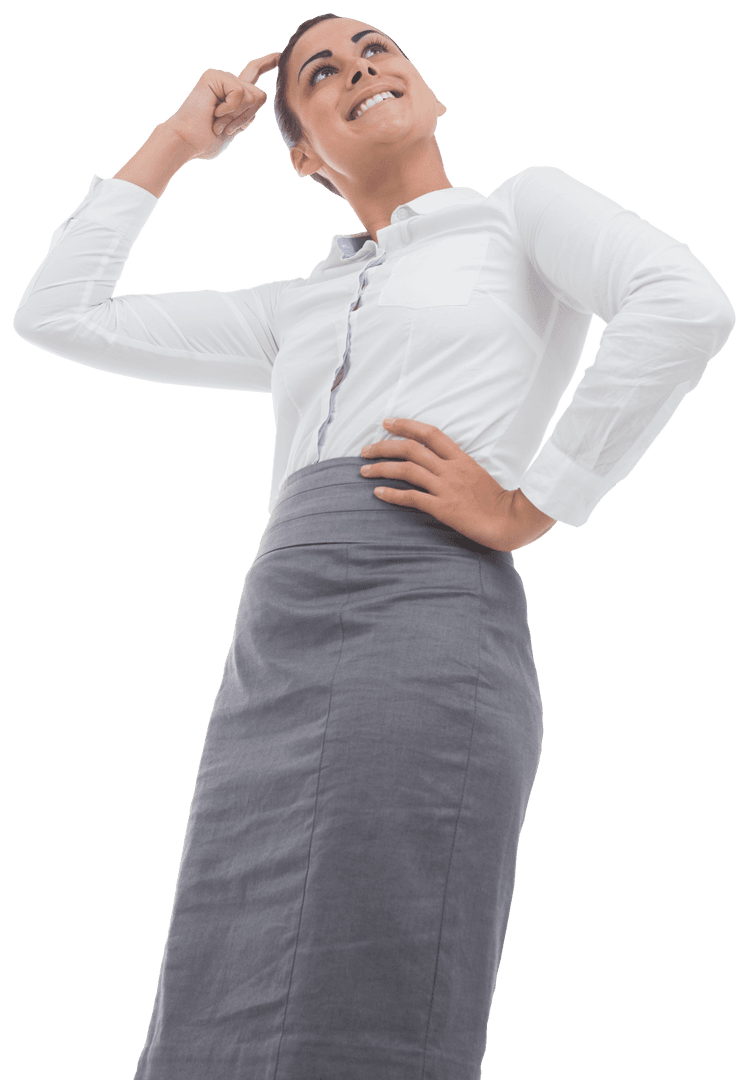 Smiling Caucasian Businesswoman Standing on Transparent Background