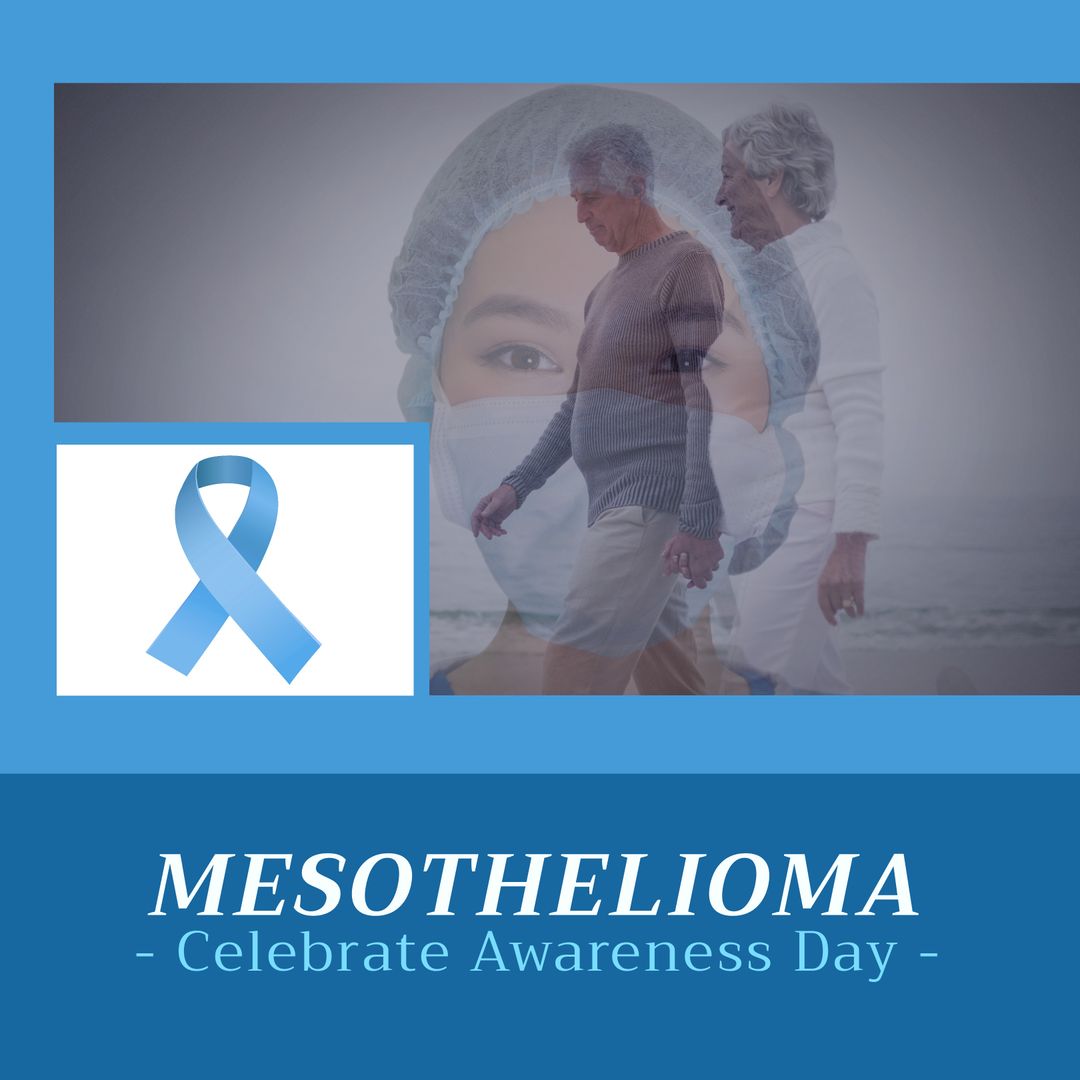 Mesothelioma Awareness Symbol with Blue Ribbon