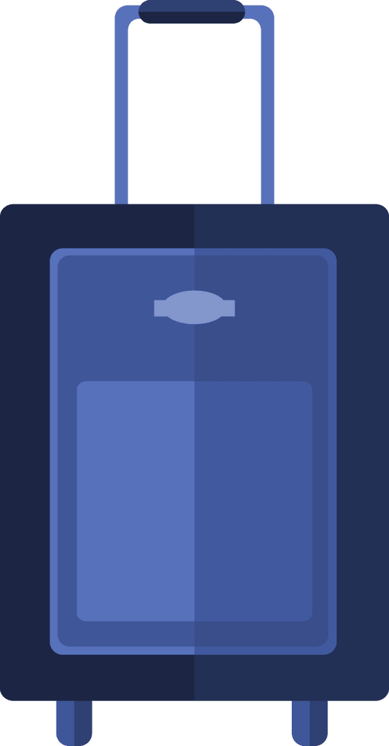 Digital Illustration of Blue Luggage with Copy Space Using Transparent Background