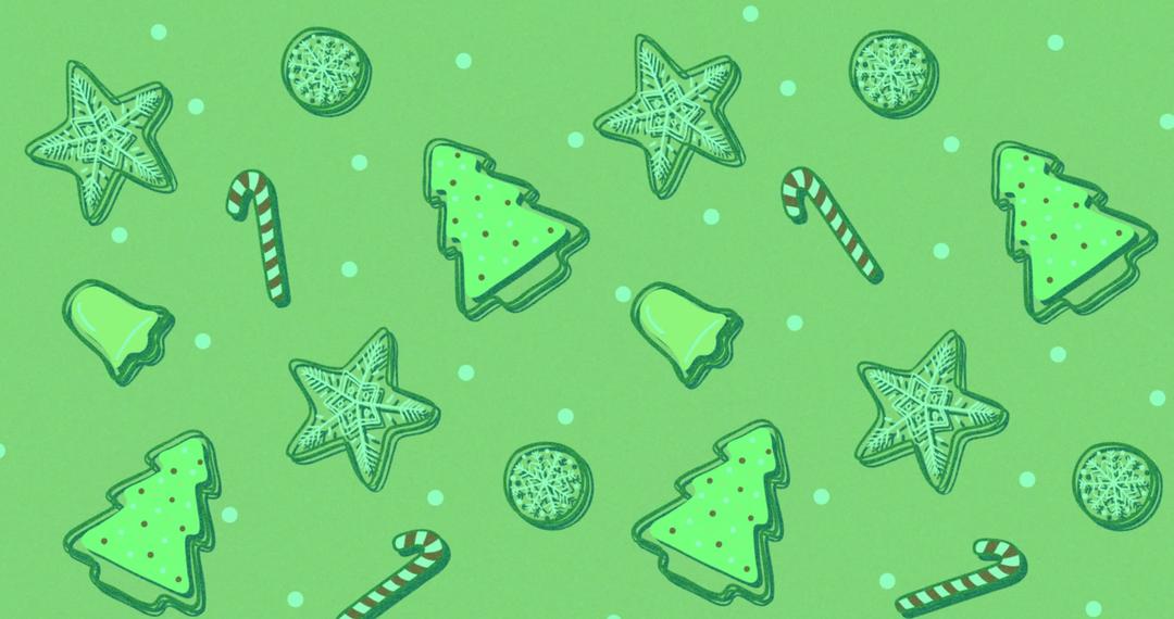 Green Christmas Pattern with Festive Cookies and Candies - Free Images, Stock Photos and Pictures on Pikwizard.com