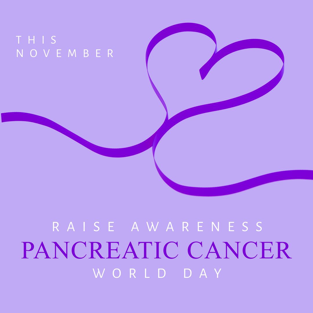 Pancreatic Cancer Awareness with Purple Ribbon on Purple Background - Download Free Stock Templates Pikwizard.com