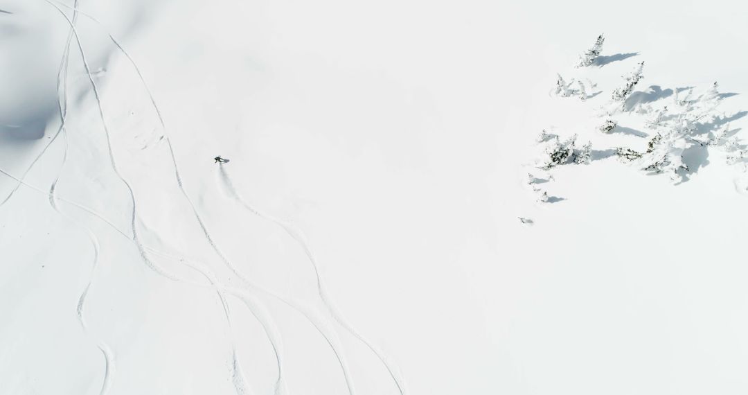 Aerial View of Snowboarder on Fresh Snowy Mountain Slope - Free Images, Stock Photos and Pictures on Pikwizard.com