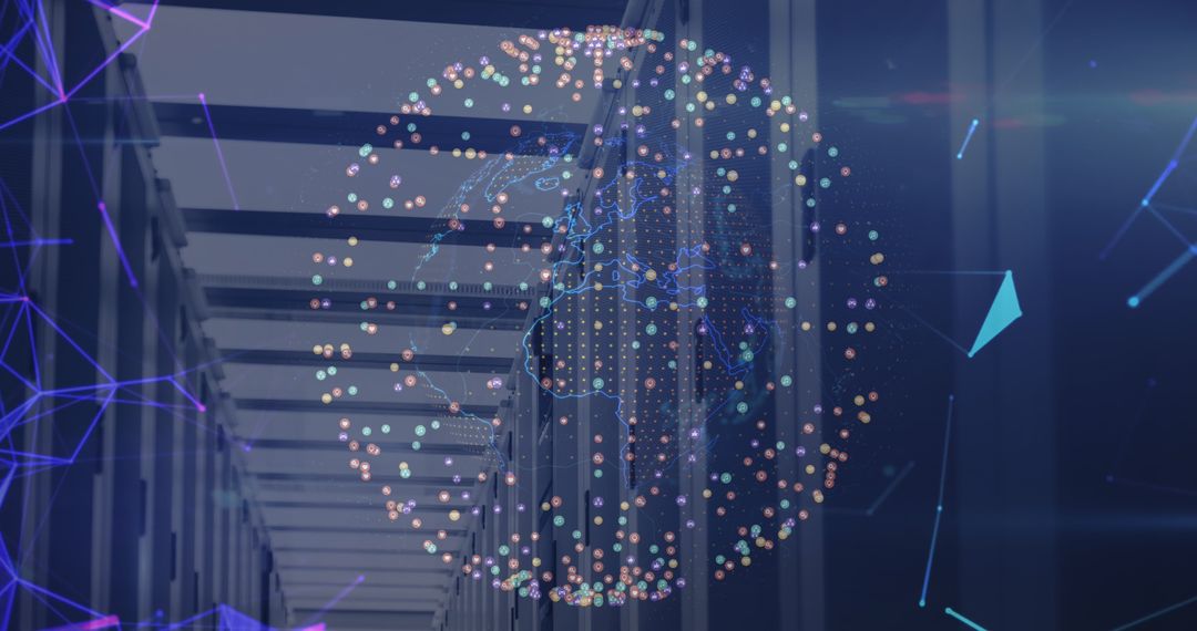 Digital Interface over Datacenter Highlighting Global Connectivity