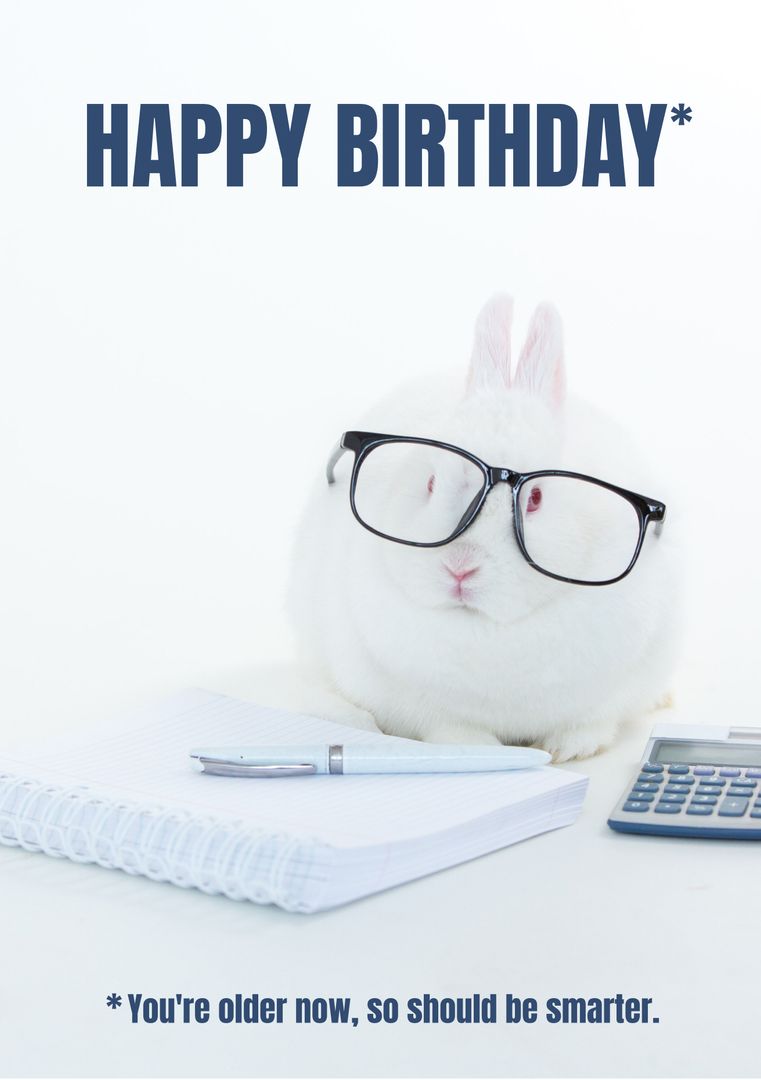 Celebrating a special occasion, a scholarly rabbit humorously reminds us of growing wisdom with age - Download Free Stock Templates Pikwizard.com