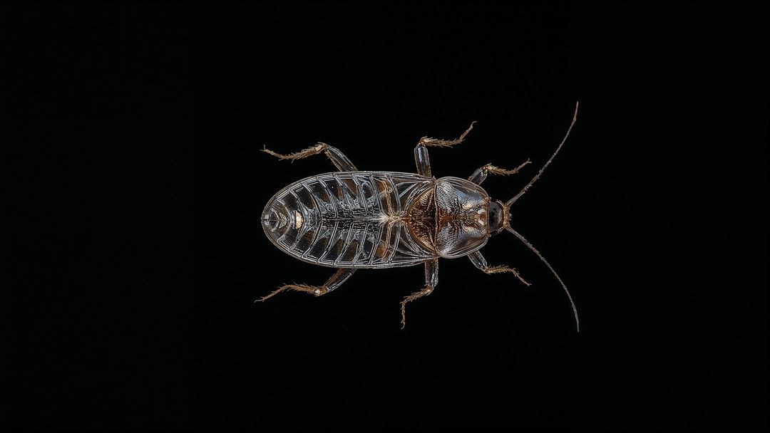 Detailed Close-Up of Cockroach on Black Background
