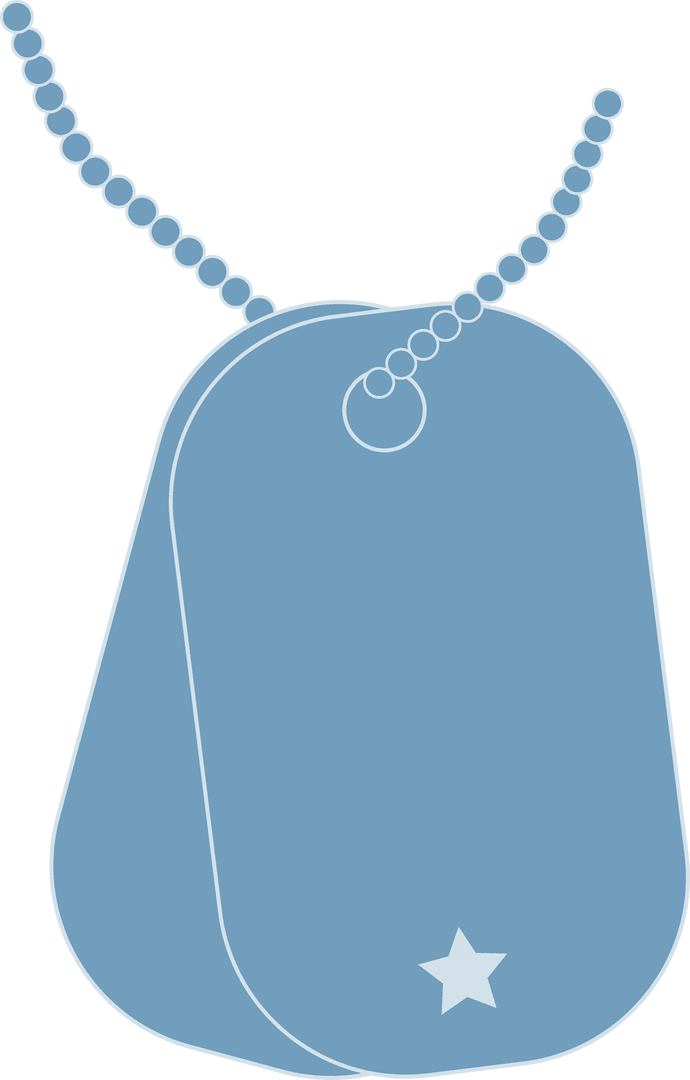 Transparent Blue Dog Tags Illustration with Star and Chain