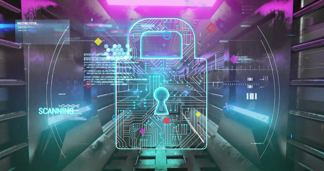 Futuristic Digital Data Security Lock Illustration