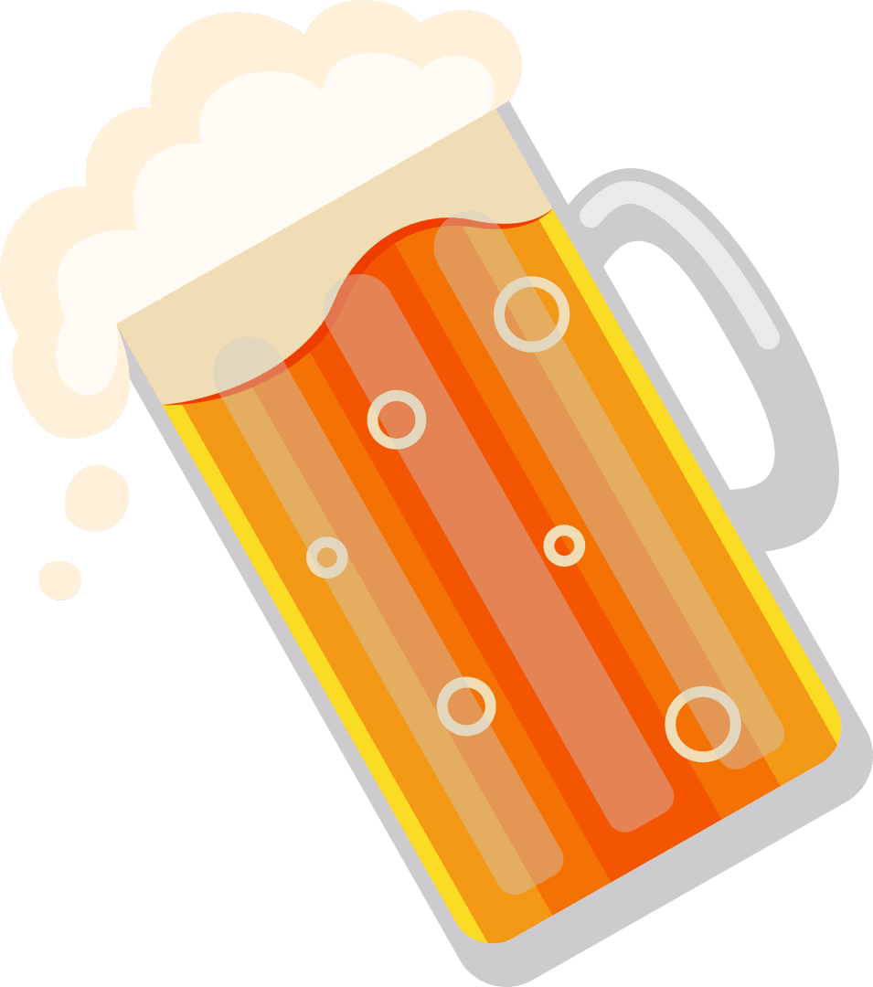 Transparent Background Frothy Beer Mug with Amber Bubbles Illustration