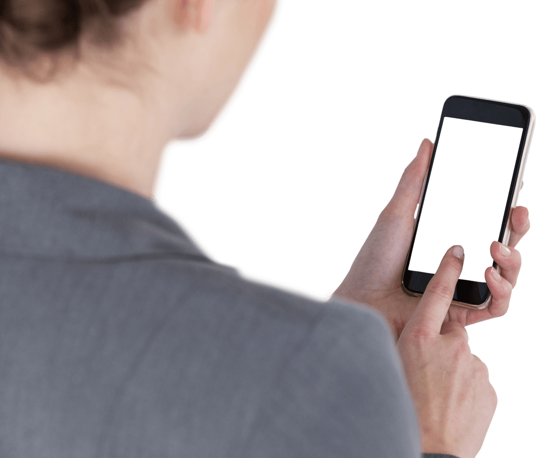 Transparent Background Businesswoman Using Mobile Phone
