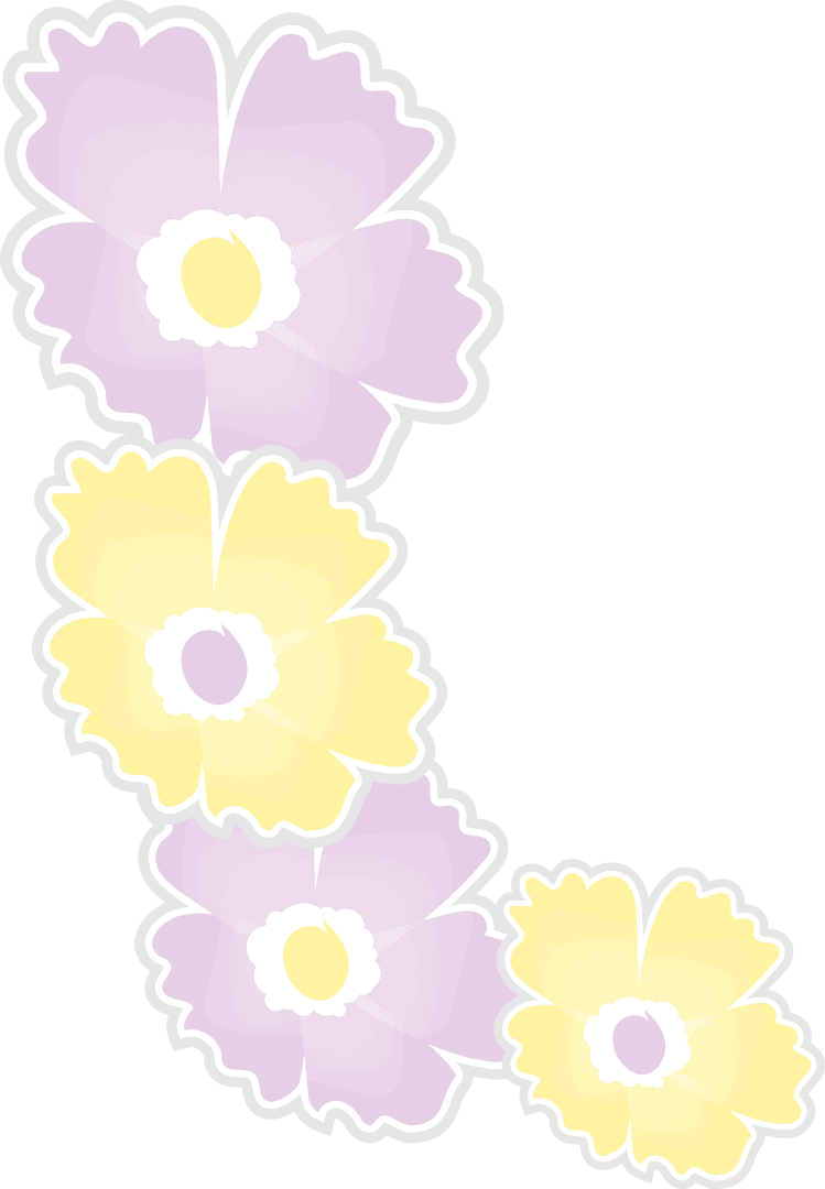 Pastel Floral Design with Transparent Background for Decorative Use