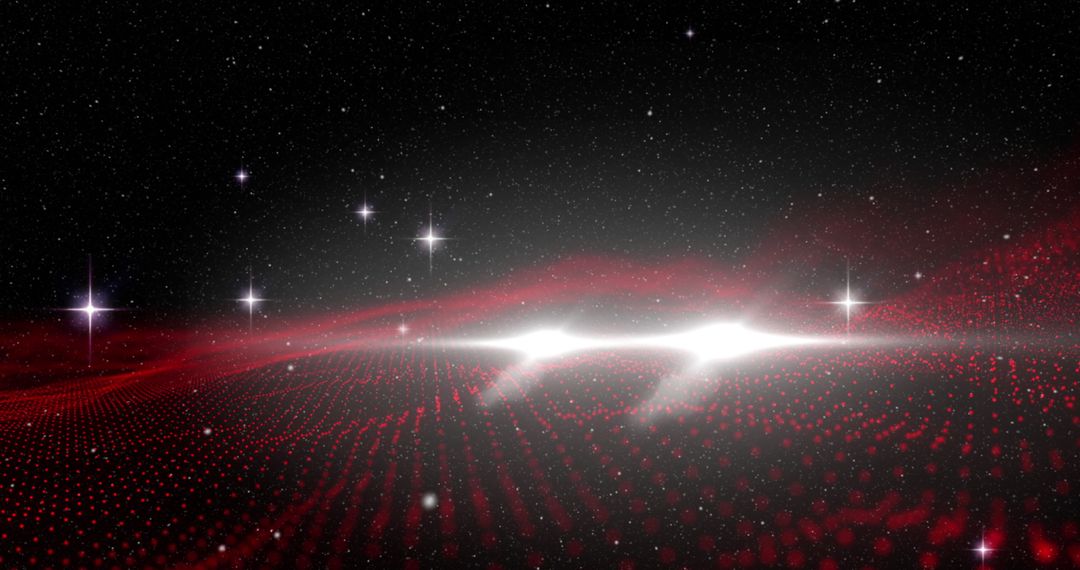 Abstract Mesh with Red Highlights on a Starry Background