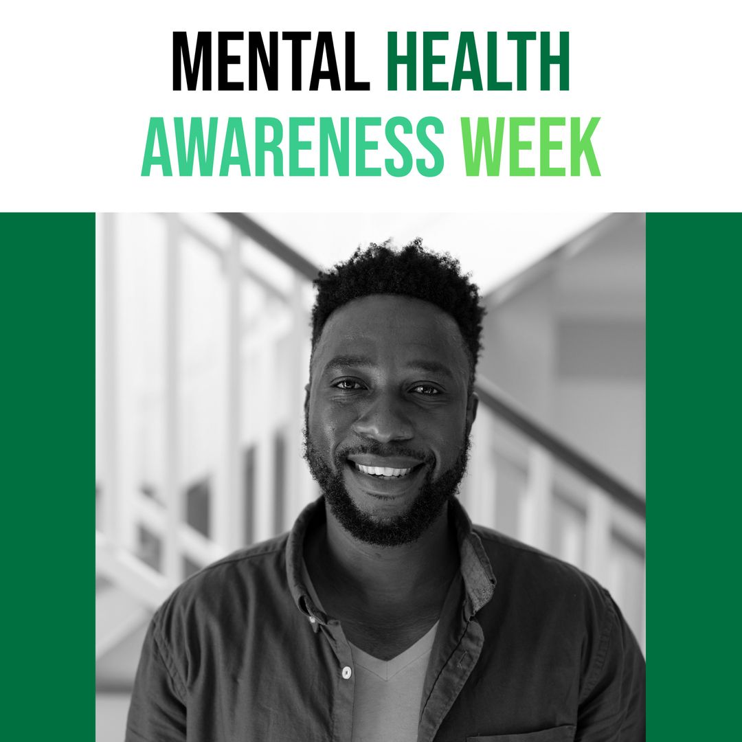 Smiling African American Man Highlighting Mental Health Awareness
