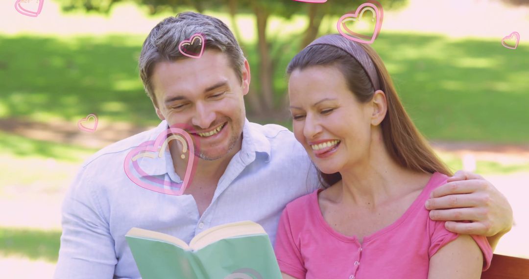 Couple Bonding over Book in Peaceful Park Setting