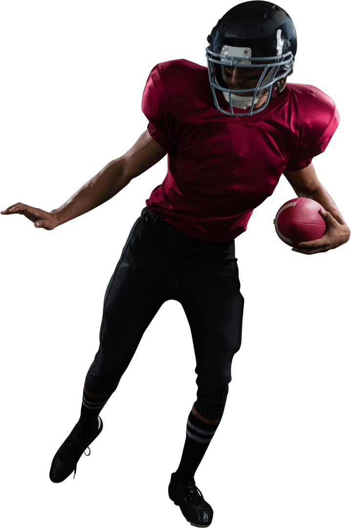 American Football Player in Dynamic Motion on Transparent Background