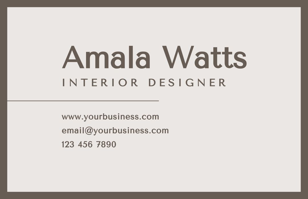 Minimalist Business Card for Interior Designers with Elegant Design - Download Free Stock Templates Pikwizard.com