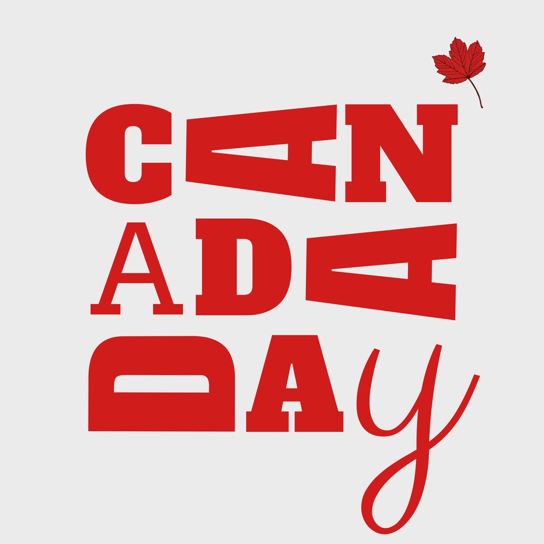 Bold Canada Day Typography with Maple Leaf Emblem
