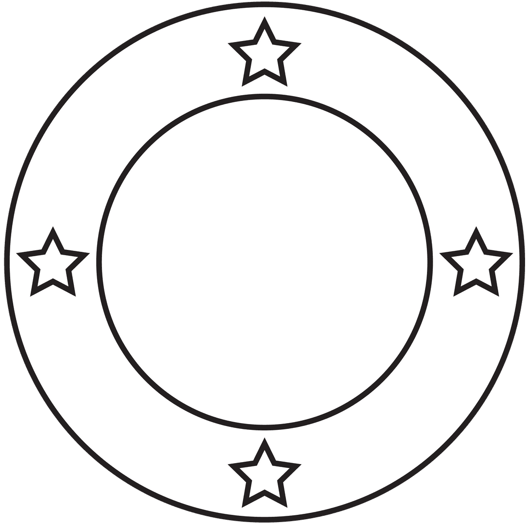 Transparent Circular Frame with Stars Design