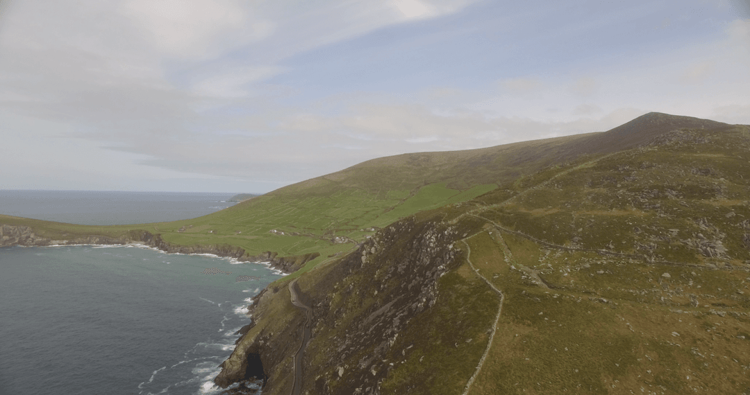 Transparent Coastal Mountains and Ocean Landscape
