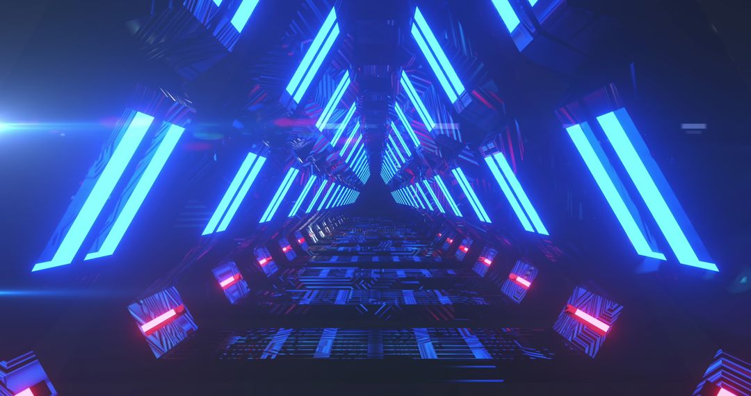 Futuristic Neon Light Tunnel Representing International Unity