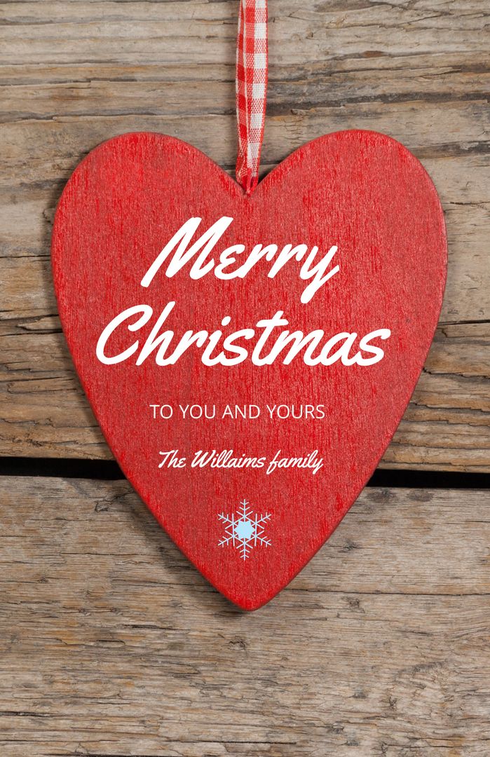Heart-Shaped Red Ornament with Merry Christmas Message