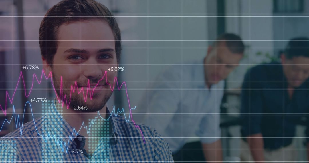 Diverse Team Analyzing Financial Data with Digital Concepts