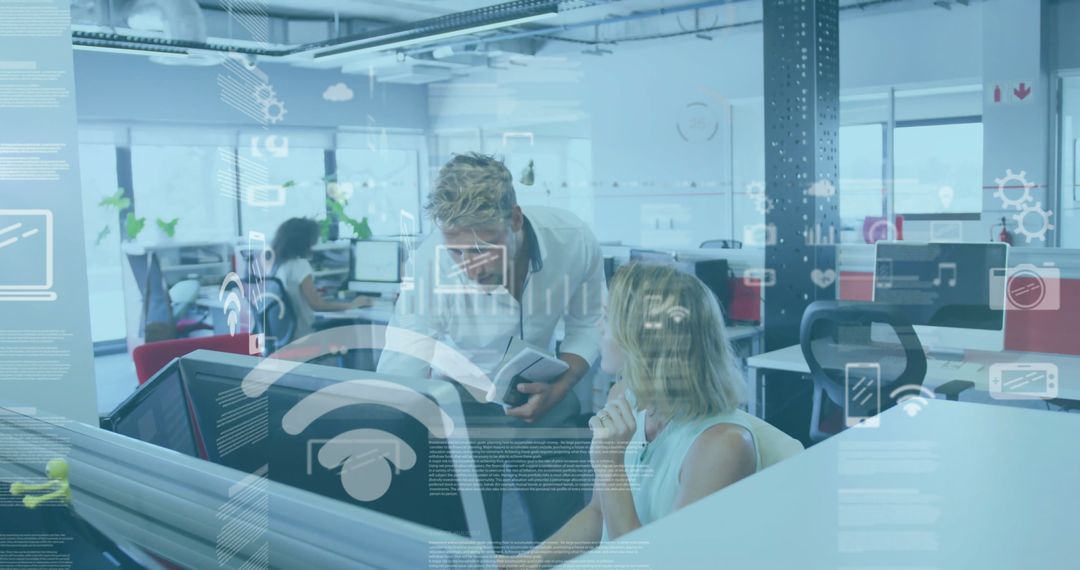 Diverse Team Collaborating in Technological Workspace