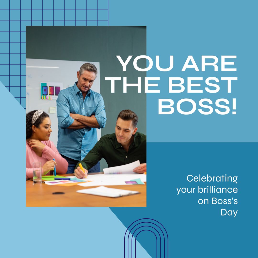 Celebrating Boss’s Day with Team Collaborating on Project