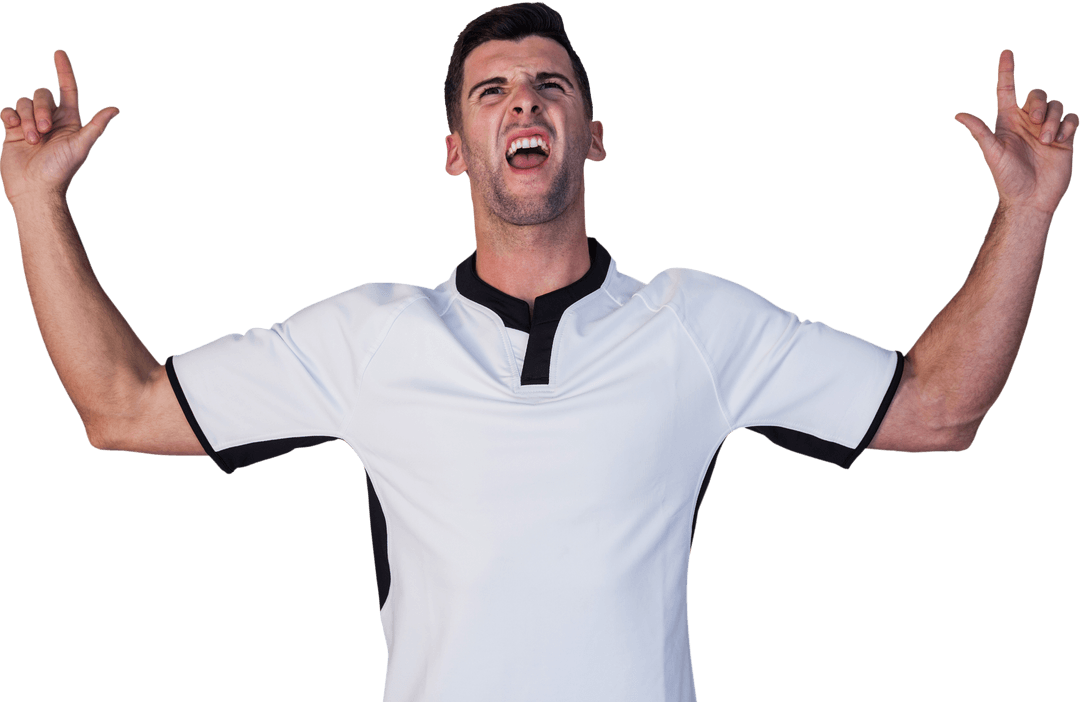 Transparent Joyful Rugby Player Celebrating Victory