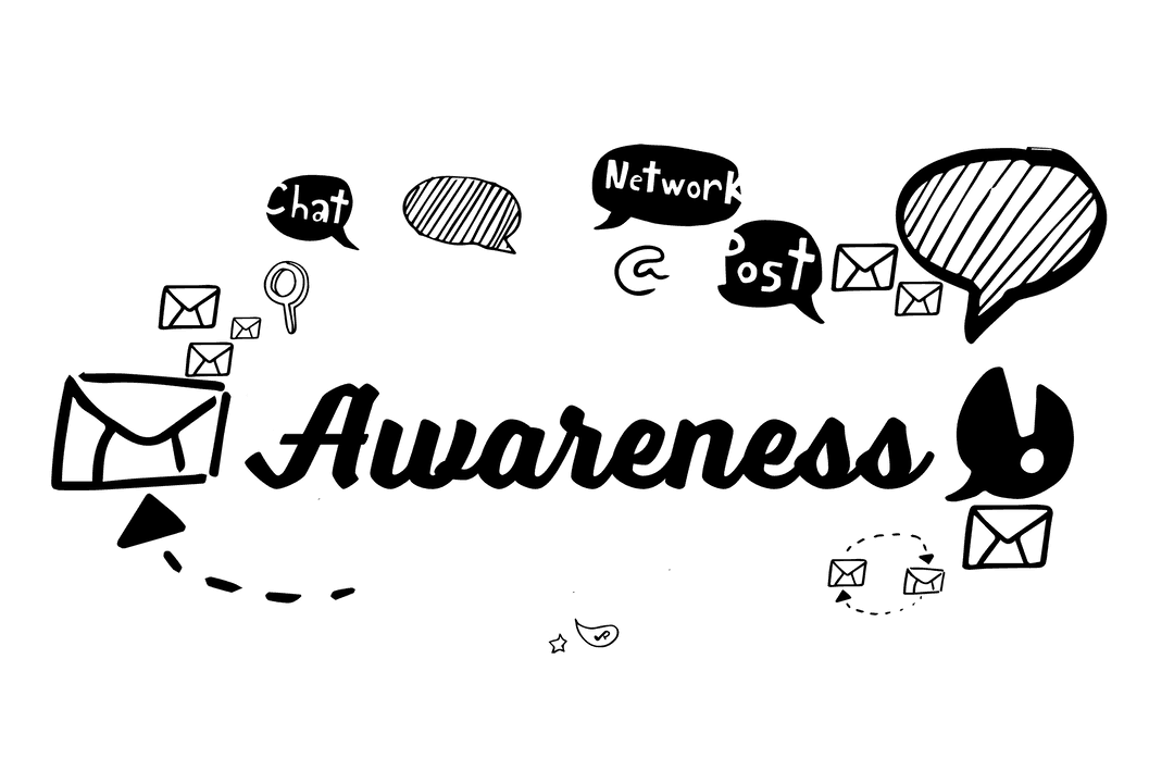 Social Media Icons with Awareness Text on Transparent Background