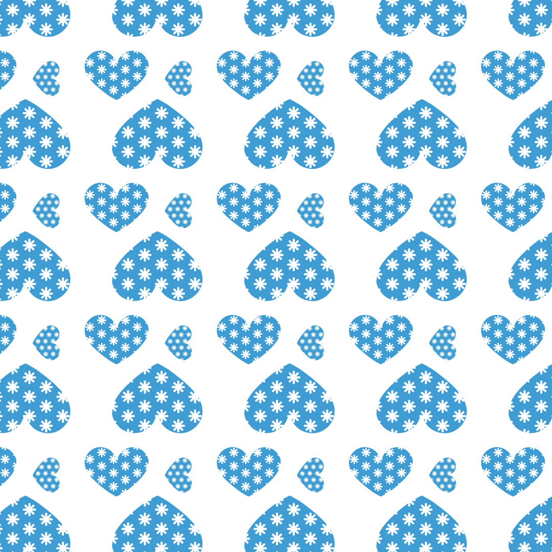 Seamless Blue Heart Pattern on Transparent Background Vector