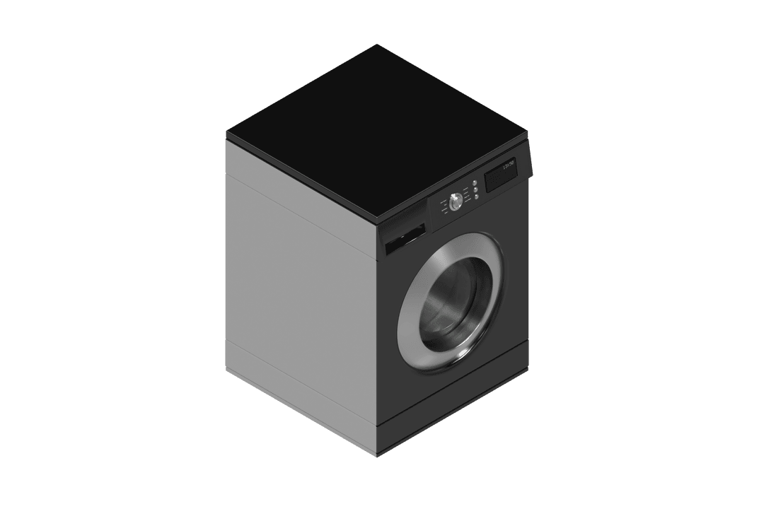 Transparent 3D Isometric Washing Machine High Angle View