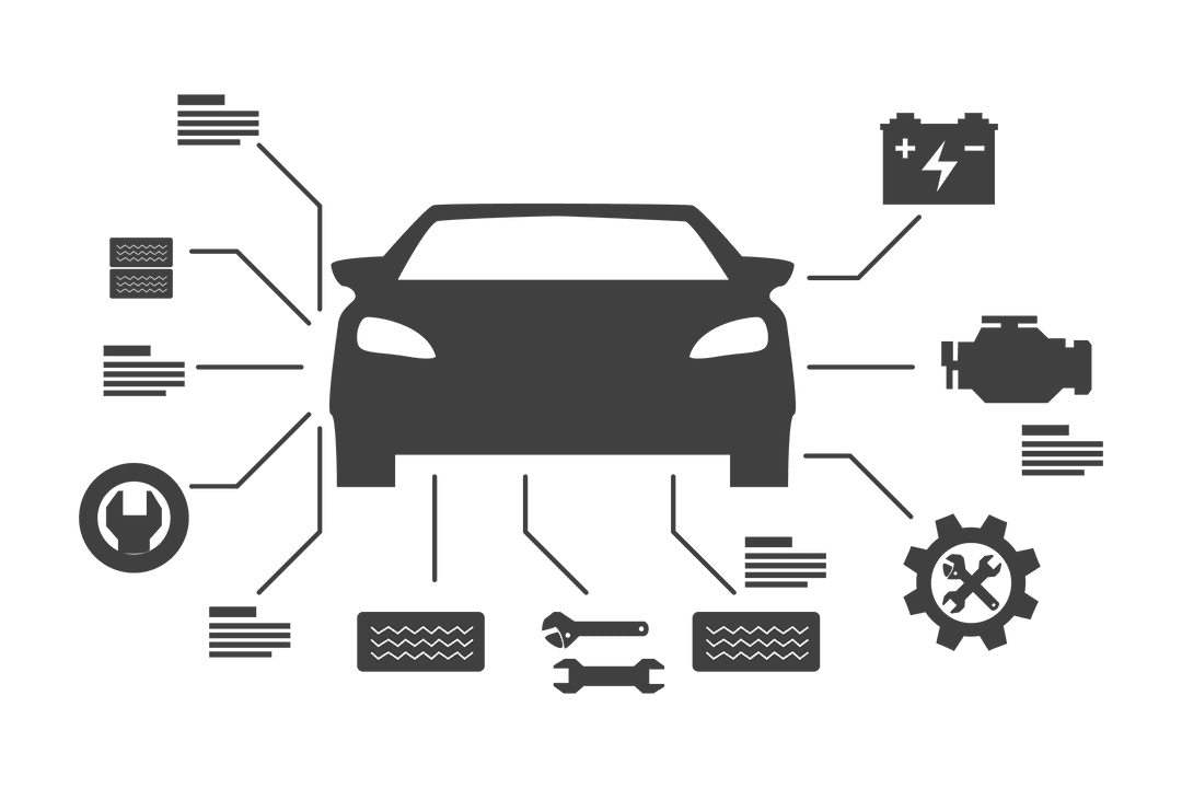 Automotive Mechanics Diagram on Transparent Background
