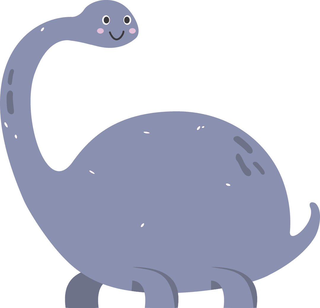 Cute Grey Dinosaur Illustration on Transparent Background