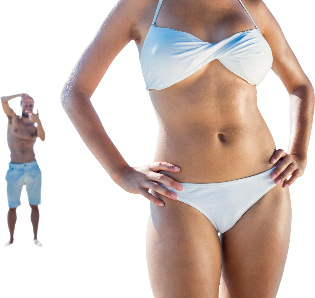 Mid Section of Woman in Bikini and Man in Shorts Isolated on Transparent Background - Download Free Stock Images Pikwizard.com