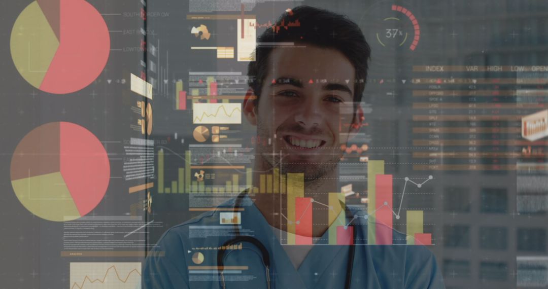 Innovative Medical Technology: Doctor Overlaid with Data Analytics