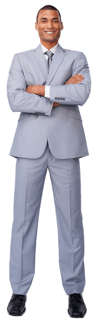 Happy Biracial Businessman Smiling Arms Crossed Transparent Background