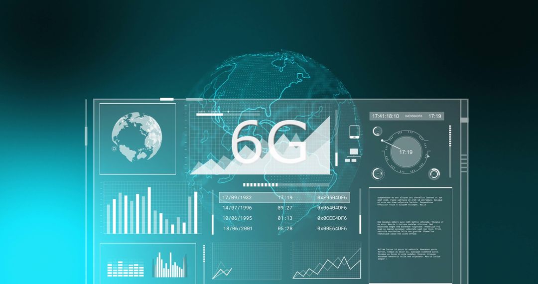 Futuristic 6G Network Interface with Data Visualizations