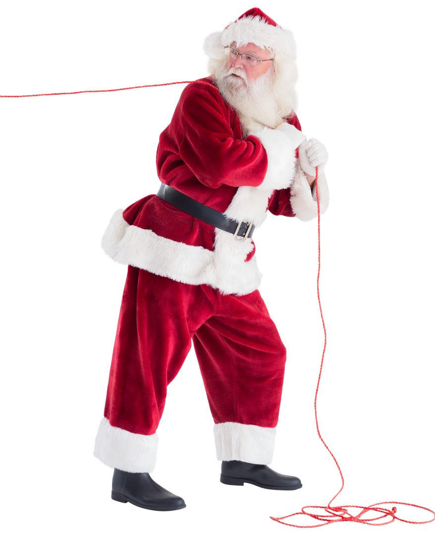 Transparent Santa Pulling Rope and Looking Back During Christmas - Download Free Stock Images Pikwizard.com