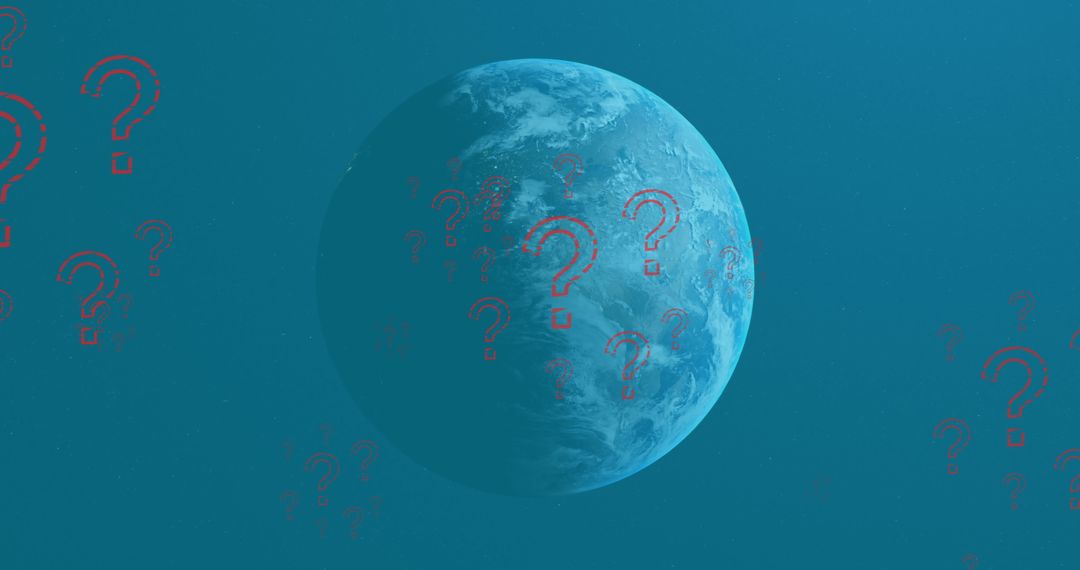 Planet Earth Surrounded by Digital Question Marks