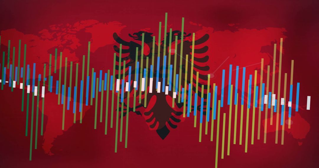 Dynamic Analytics Over Albanian Flag With World Map