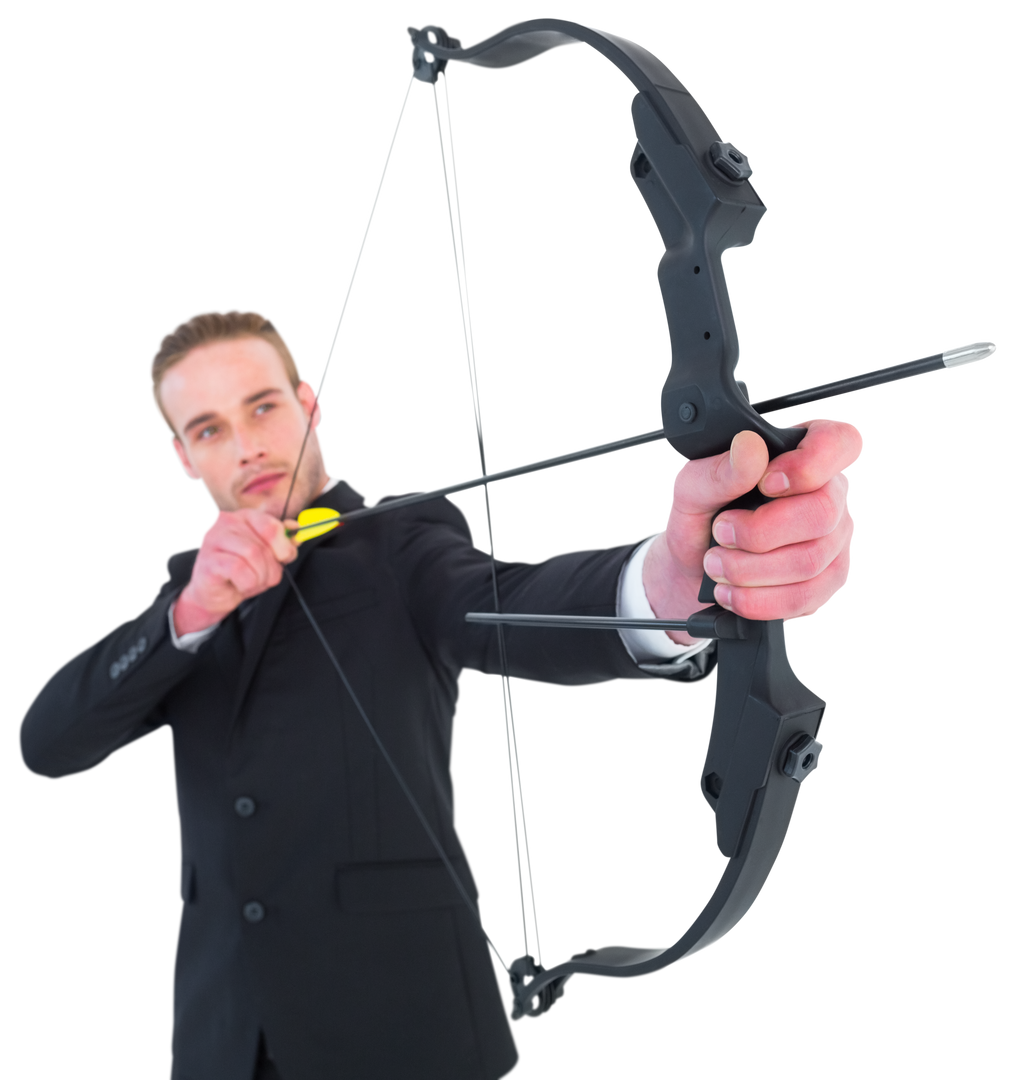 Determined Businessman Shooting Transparent Bow and Arrow for Precision - Download Free Stock Images Pikwizard.com